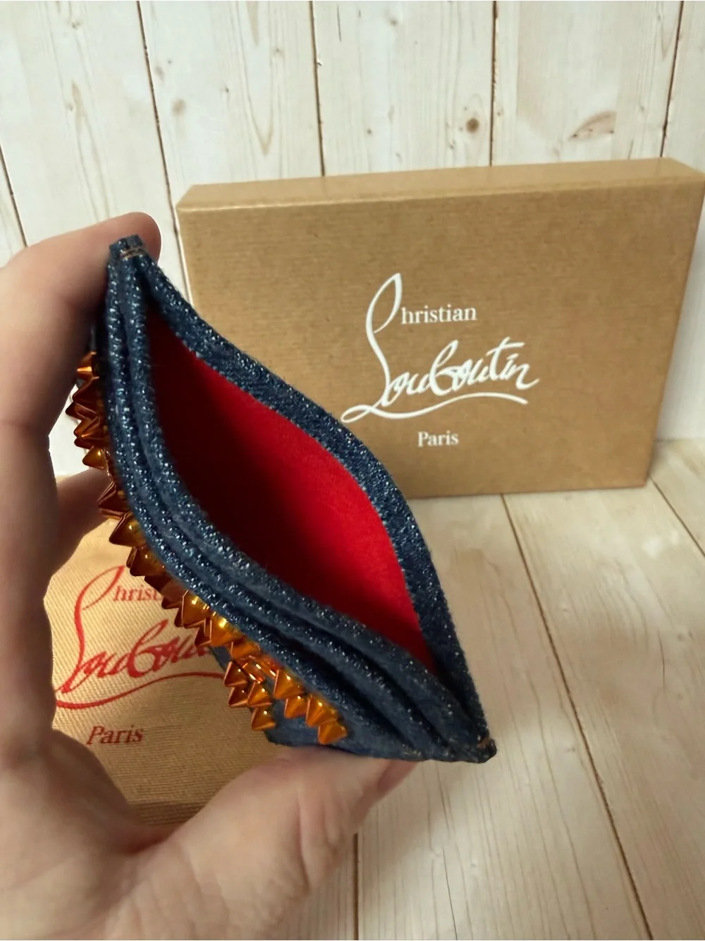 Christian Louboutin Kios Denim Card Case Blue